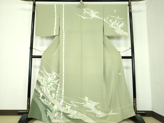 平和屋着物●本加賀友禅作家 石田己代治 訪問着 水芭蕉 白樺 正絹 逸品 DABI6599ps