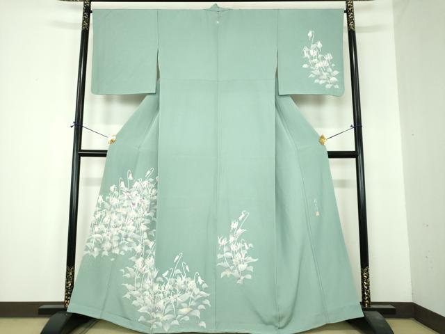 平和屋着物●鎌倉友禅 坂井教人 日本工芸会正会員 訪問着 カタクリの花 金銀彩 正絹 逸品 DABI6609ps