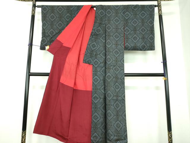 平和屋着物●アンティーク 大正ロマン 本場大島紬 龍郷絣 花菱文 正絹 逸品 DABI6610ps
