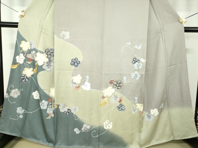 平和屋着物●訪問着 駒刺繍 蔦の葉瓢箪 金彩 正絹 逸品 未使用 DABI6613ps