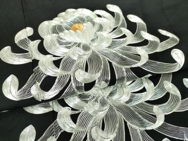平和屋着物●国際的伝統工芸作家 十二代・藤林徳扇 苑寿 黒留袖 総駒刺繍 乱菊 金銀糸 正絹 逸品 DABI6627ps