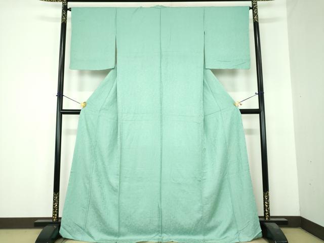 平和屋着物●上質な色無地 花尽くし地紋 青竹色 やまと誂製 正絹 逸品 未使用 DABI6629ps