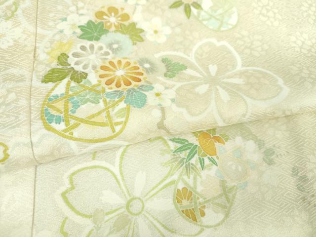 平和屋着物●訪問着 舞桜 花籠文 暈し染め ロング丈 正絹 逸品 DABI6634ps