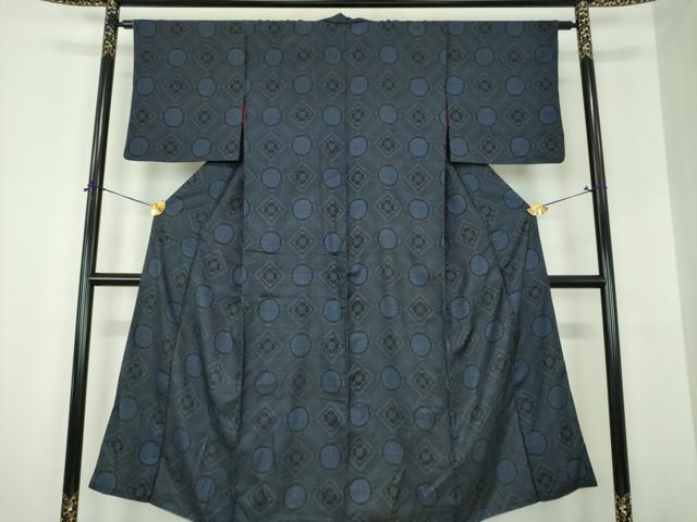 平和屋着物●アンティーク 大正ロマン 本場大島紬 龍郷絣 花菱文 正絹 逸品 DABI6637ps