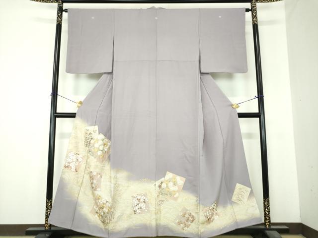平和屋着物●豪華色留袖 総刺繍 立波色紙花文 暈し染め 金糸 正絹 逸品 DABI6641ps