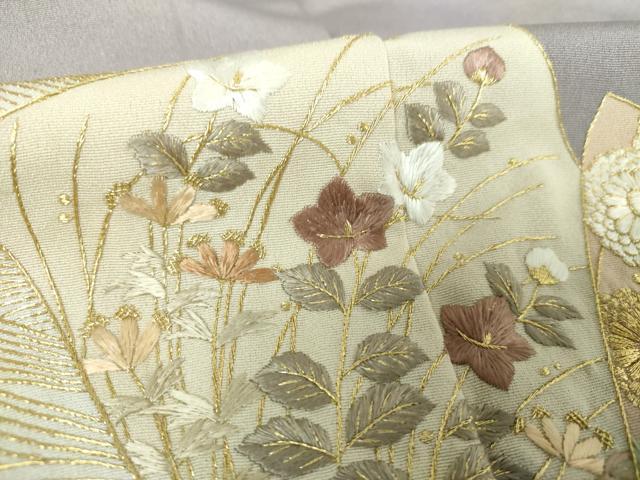 平和屋着物●豪華色留袖 総刺繍 立波色紙花文 暈し染め 金糸 正絹 逸品 DABI6641ps