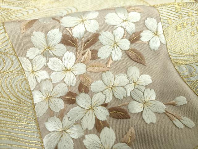 平和屋着物●豪華色留袖 総刺繍 立波色紙花文 暈し染め 金糸 正絹 逸品 DABI6641ps
