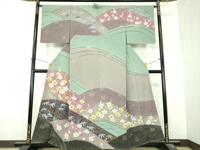平和屋着物●十日町友禅 女流作家 遠田藤舟 訪問着 笹花文 正絹 逸品 未使用 DABI6648ps
