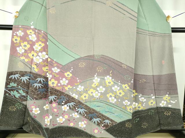 平和屋着物●十日町友禅 女流作家 遠田藤舟 訪問着 笹花文 正絹 逸品 未使用 DABI6648ps