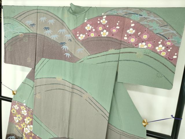 平和屋着物●十日町友禅 女流作家 遠田藤舟 訪問着 笹花文 正絹 逸品 未使用 DABI6648ps