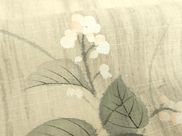 平和屋着物●訪問着 紬地 手描き 草花文 正絹 逸品 DABI6650ps
