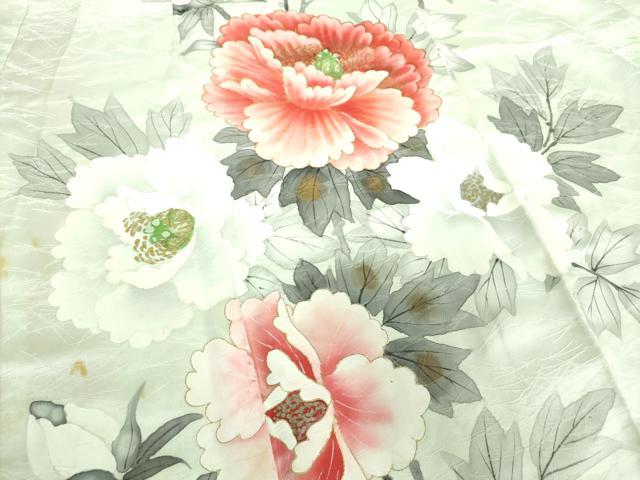 平和屋着物●豪華振袖 手描き 牡丹文 金彩 正絹 逸品 DABI6654ps