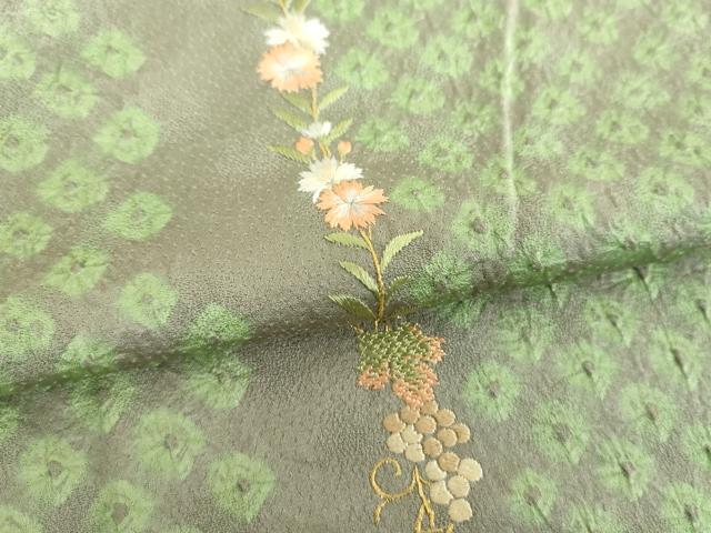 平和屋着物●訪問着 刺繍 絞り 草花文 金彩 ゑり善扱い 正絹 逸品 DABI6655ps