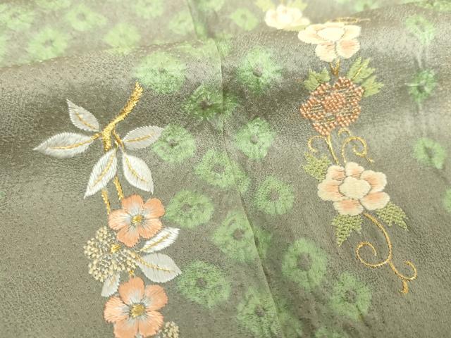 平和屋着物●訪問着 刺繍 絞り 草花文 金彩 ゑり善扱い 正絹 逸品 DABI6655ps