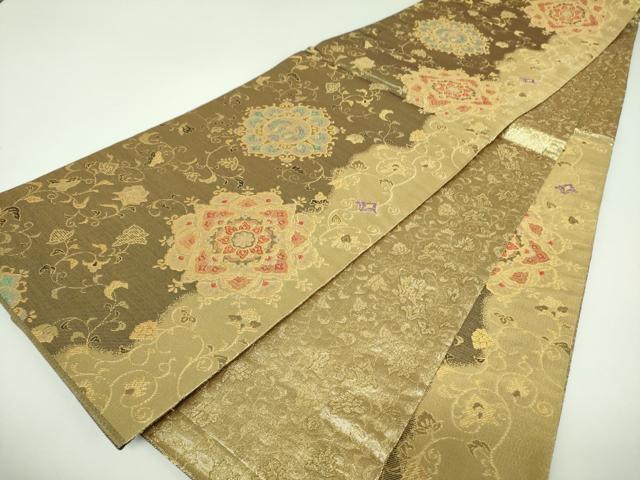 平和屋着物▼両面 六通柄袋帯 宝尽吉祥文 金糸 正絹 逸品 DABI6674ps