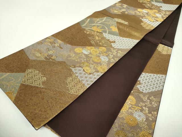 平和屋着物▼六通柄袋帯 吉祥花文 金銀糸 引箔 鈴乃屋扱い 正絹 逸品 DABI6691ps