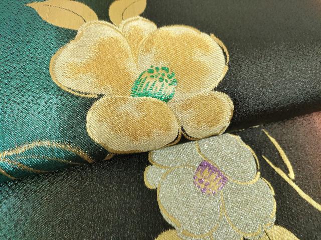 平和屋着物▼六通柄袋帯 枝花文 金銀糸 正絹 逸品 DABI6725ps