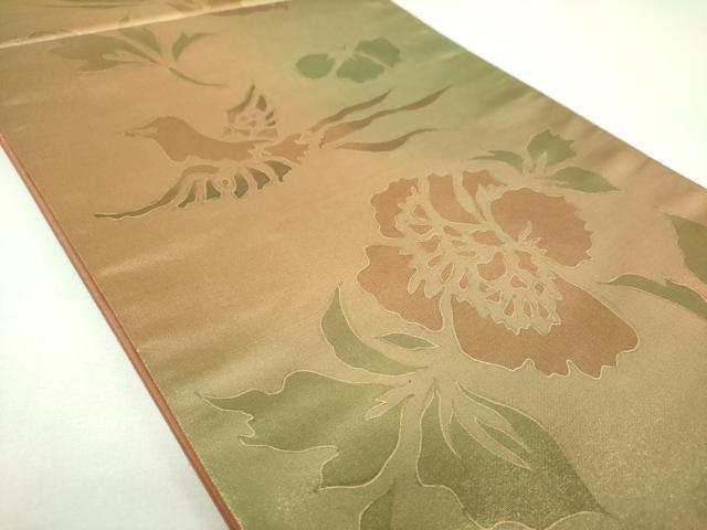 平和屋着物▼両面 六通柄袋帯 花鳥文 金彩 正絹 逸品 DABI6729ps