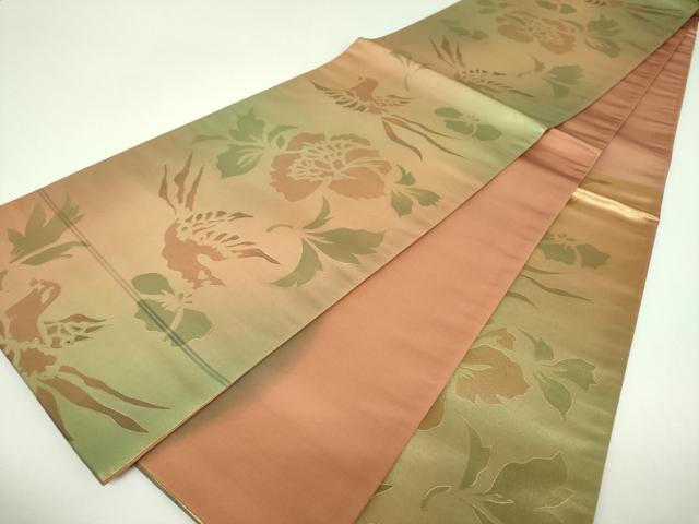 平和屋着物▼両面 六通柄袋帯 花鳥文 金彩 正絹 逸品 DABI6729ps