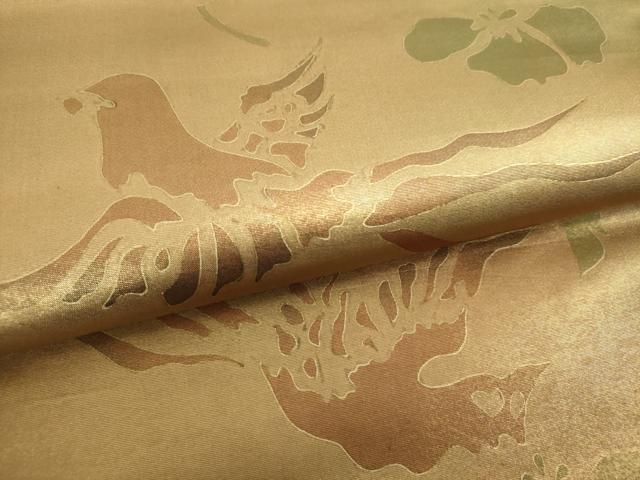 平和屋着物▼両面 六通柄袋帯 花鳥文 金彩 正絹 逸品 DABI6729ps