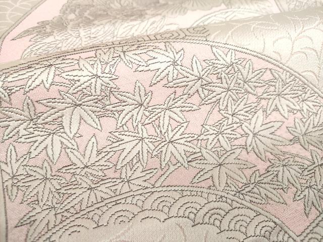 平和屋着物▼本場筑前博多織 八寸名古屋帯 地紙花文 正絹 逸品 未使用 DABI6736ps