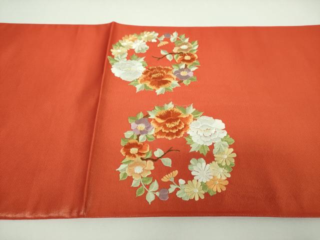 平和屋着物▼太鼓柄袋帯 総刺繍 花丸文 金糸 正絹 逸品 DABI6773ps