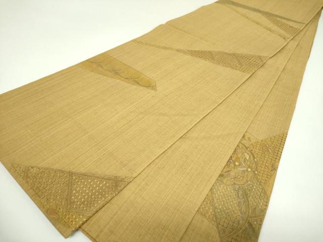 平和屋着物●極上 中国三大刺繍 スワトウ刺繍 汕頭刺繍 総刺繍 袋帯 紬地 正倉院花文 金通し地 正絹 逸品 DABI6784ps