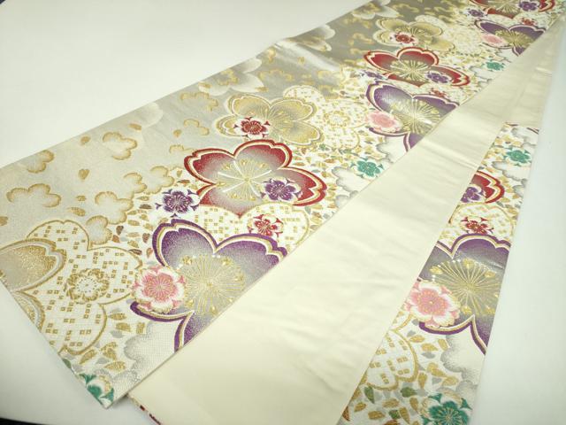 平和屋着物▼六通柄袋帯 唐織 舞桜 金銀糸 正絹 逸品 DABI6811ps