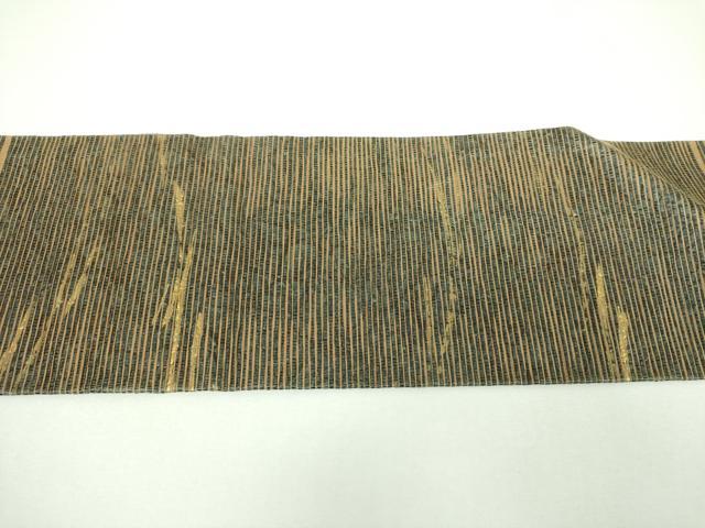 平和屋着物▼九寸名古屋帯 紙布 霞間道 金彩 金通し地 正絹 逸品 DABI6821ps