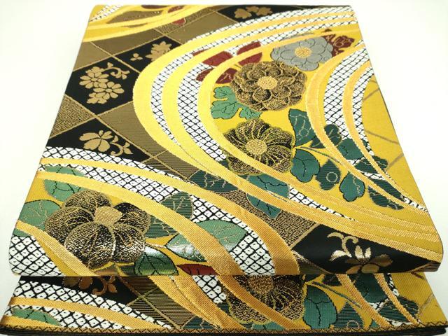 平和屋着物●六通柄袋帯 幻遊 黒地 金銀糸 正絹 逸品 DABI6823ps