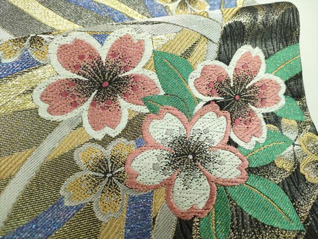 平和屋着物●西陣 京洛苑たはら謹製 六通柄袋帯 唐織 舞桜 金銀糸 正絹 逸品 DABI6824ps