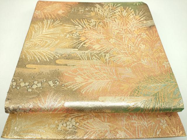 平和屋着物▼六通柄袋帯 若松葉 金糸 正絹 逸品 DABI6850ps