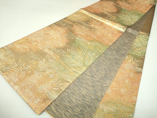 平和屋着物▼六通柄袋帯 若松葉 金糸 正絹 逸品 DABI6850ps