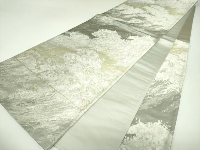 平和屋着物▼六通柄袋帯 立波文 金銀糸 正絹 逸品 DABI6857ps
