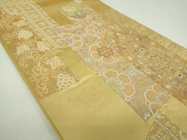 平和屋着物▼六通柄 本袋帯 正倉院花鳥文 金銀糸 引箔 正絹 逸品 DABI6907ps