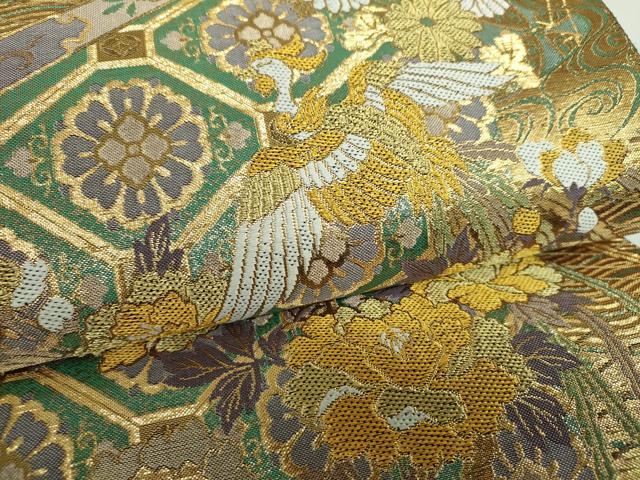 平和屋着物▼六通柄袋帯 鳳凰花文 金糸 正絹 逸品 DABI6910ps