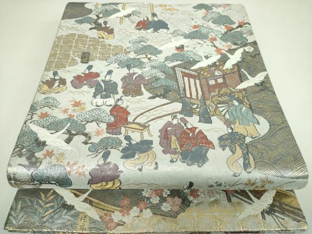平和屋本店▼両面 全景全通柄袋帯 源氏物語絵巻 本金箔 正絹 逸品 DABI6919ps