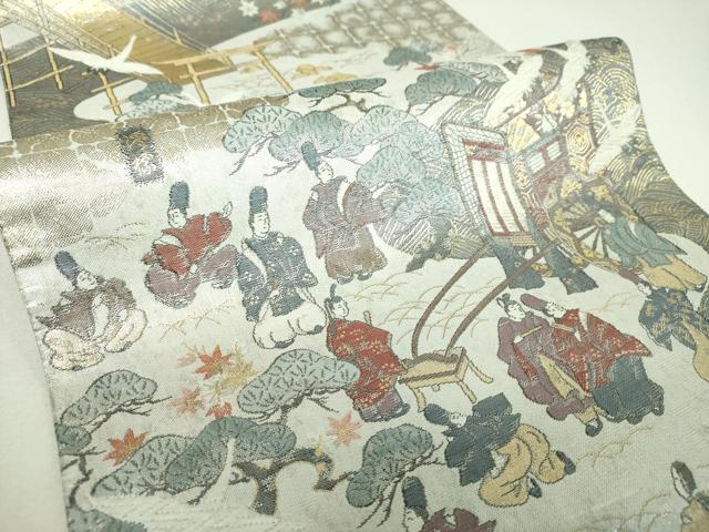 平和屋本店▼両面 全景全通柄袋帯 源氏物語絵巻 本金箔 正絹 逸品 DABI6919ps