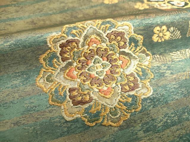 平和屋着物▼六通柄袋帯 正倉院花文 金銀糸 鈴乃屋扱い 正絹 逸品 DABI6924ps
