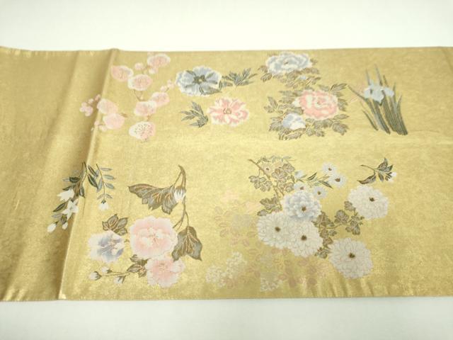 平和屋着物▼六通柄袋帯 流水花文 金銀糸 引箔 正絹 逸品 DABI6926ps