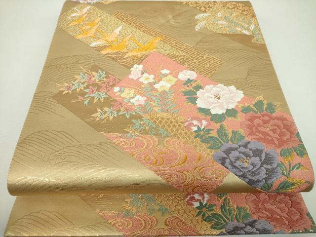 平和屋着物▼六通柄袋帯 唐織 華優美 金糸 正絹 逸品 DABI6961ps