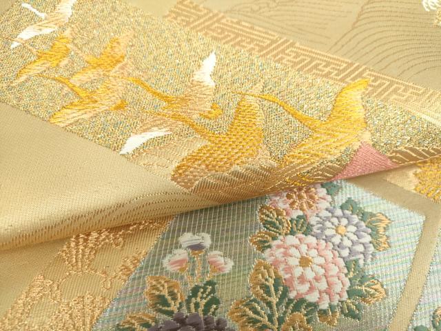 平和屋着物▼六通柄袋帯 唐織 華優美 金糸 正絹 逸品 DABI6961ps