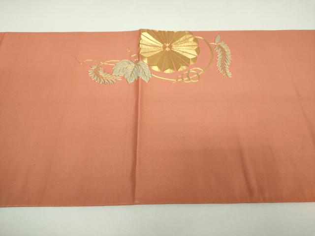 平和屋着物▼太鼓柄袋帯 駒刺繍 総刺繍 菊唐草 金糸 正絹 逸品 DABI6971ps