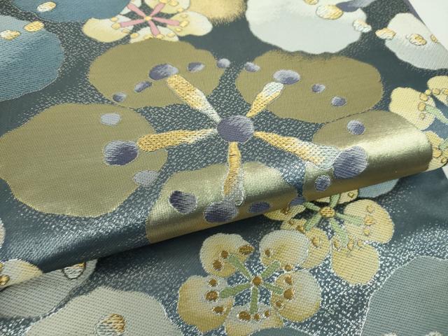 平和屋着物▼六通柄袋帯 清薫梅明想 華飾 金銀糸 正絹 逸品 DABI6984ps