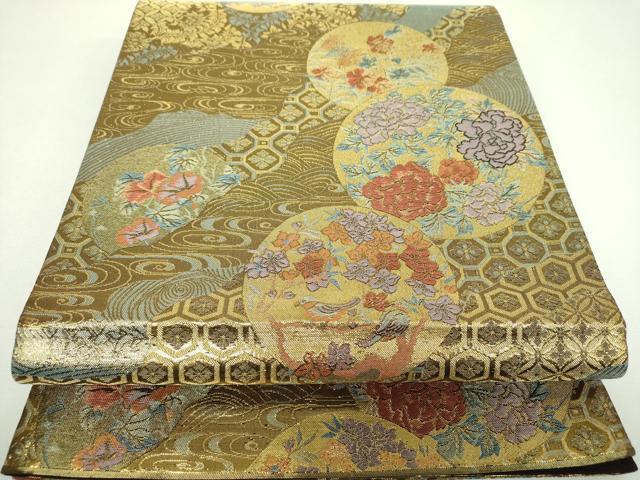 平和屋着物▼六通柄袋帯 万巻錦 金糸 正絹 逸品 DABI6989ps