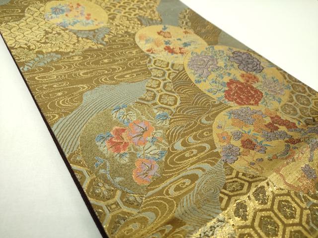 平和屋着物▼六通柄袋帯 万巻錦 金糸 正絹 逸品 DABI6989ps