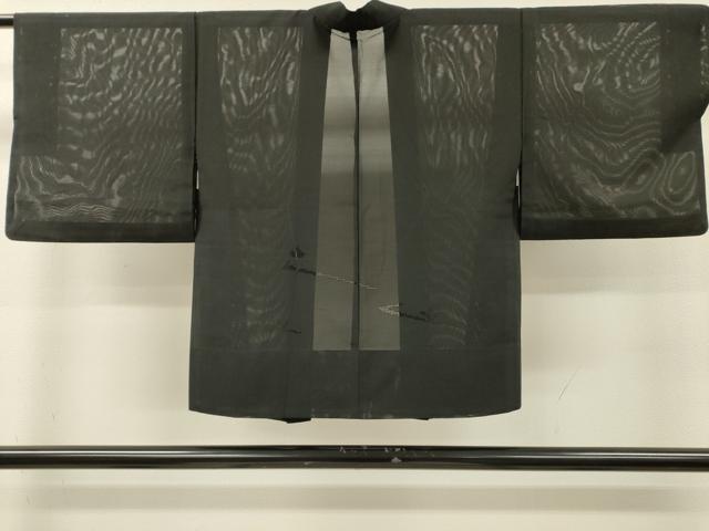 平和屋着物▽羽織 スリーシーズン 春夏秋 塵除け 枝花 黒地 正絹 逸品 DABI7011fe