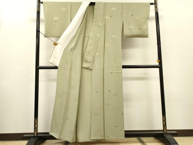 平和屋着物▽上質な小紋 単衣 地紋起こし 菊青海波 正絹 逸品 DABI7022fe