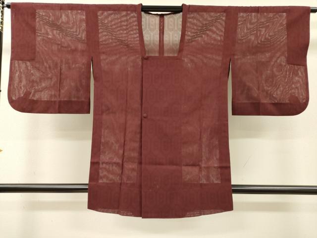 平和屋着物▽道行コート スリーシーズン 春夏秋 塵除け 亀甲文 暗紅色 正絹 逸品 DABI7024fe