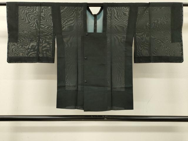 平和屋着物▽道行コート スリーシーズン 春夏秋 塵除け 笹文 黒地 正絹 逸品 未使用 DABI7033fe
